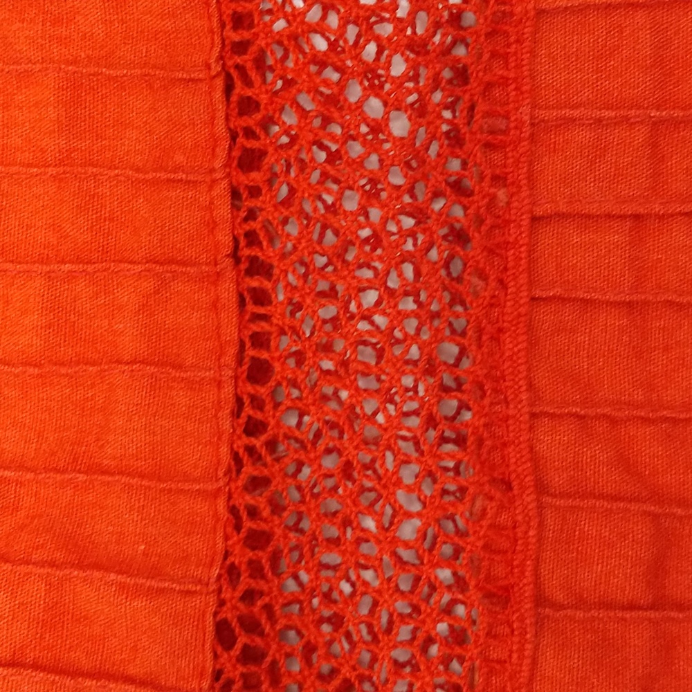 Red Mexican Wedding Dress Delicate Cotton Crochet 59" Long Traditional Fem Maxi - Picture 12 of 14